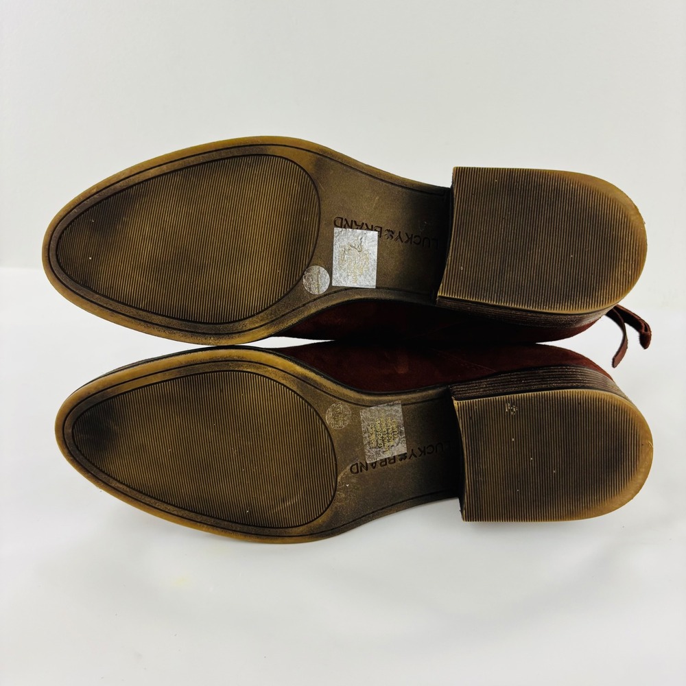 Lucky Brand Lahela Burgundy Suede Ankle Booties Womens 8.5 Pointed Toe Red - Picture 7 of 13